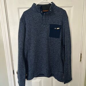 Woolrich Drifter Fleece Pullover Heathered Blue Sweatshirt X-Large NWT 1/4 Snap.